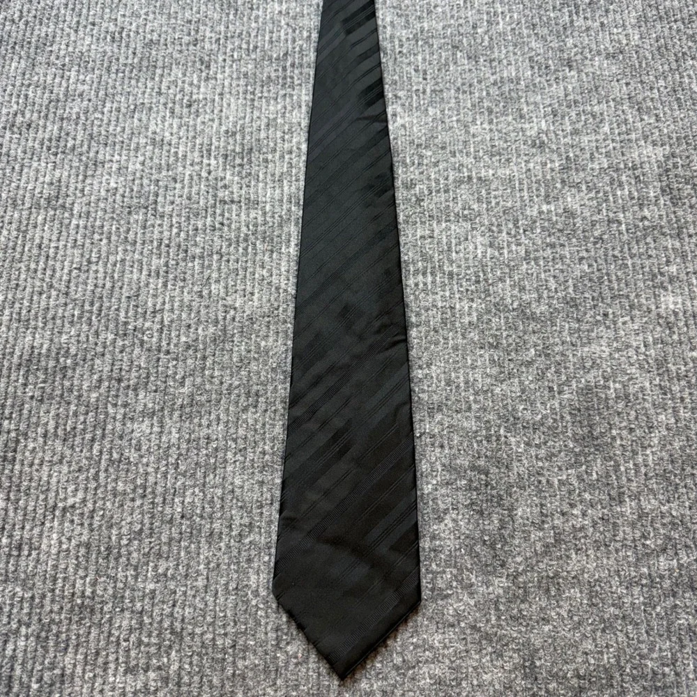 Cellini Uomo Le Collezioni Black Striped Silk Necktie Mens Designer‎ Tie